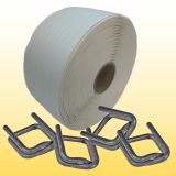 1 Rolle gewebtes Textil Polyesterband 25 mm, 125 Klemmen